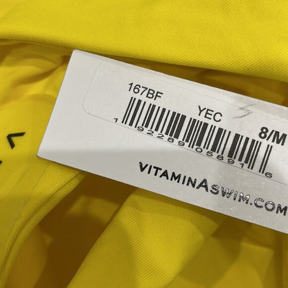 Vitamin A Swim 2 Piece  NWT Yellow Triangle Top and Classic Bikini Bottom - Picture 8 of 8